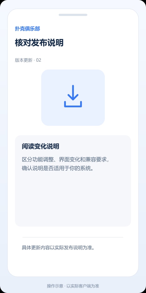 扑克俱乐部 核对发布说明操作示意